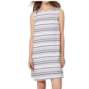 BeachLunchLounge Alina Stripe Linen Shift Dress Blue White cotton lining Size XL